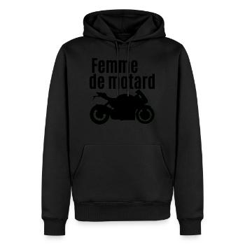Femme de motard - Sweat à capuche Premium bio Homme - noir - Devant - Nico (187cm)