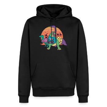 Dinosaur Dino Trex 80s Retro Vintage Illustration - Sweat à capuche Premium bio Homme - noir - Devant - Nico (187cm)