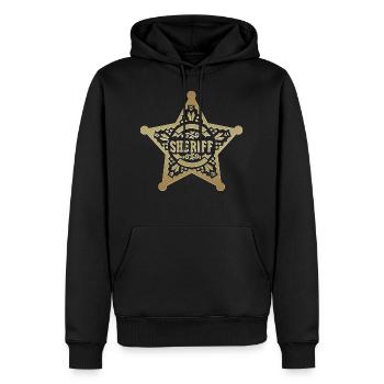 Sheriffstern, Sheriff, Stern, Karneval, Fasching - Männer Premium Bio Hoodie - Schwarz - Vorne - Nico (187cm)