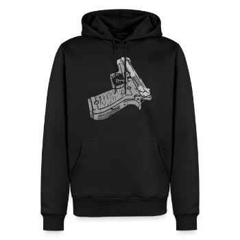 Arme de fusil pistolet arme à main - Sweat à capuche Premium bio Homme - noir - Devant - Nico (187cm)