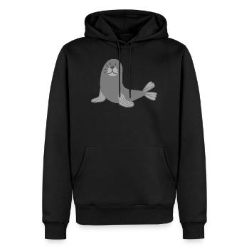 Phoque mignon - phoque otarie - Sweat à capuche Premium bio Homme - noir - Devant - Nico (187cm)