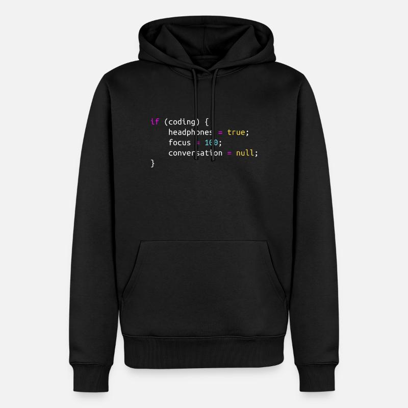 Lustiges Geschenk für Programmierkopfhörer beim Codieren - Männer Premium Bio Hoodie - Schwarz