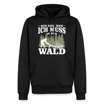 Aus dem Weg ich muss in den Wald-Holzfäller Spruch - Männer Premium Bio Hoodie - Schwarz - Vorne - Nico (187cm)