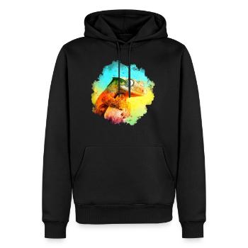 Crested Gecko Reptile Keeper Eidechse Aquarell Des - Männer Premium Bio Hoodie - Schwarz - Vorne - Nico (187cm)