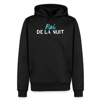 t-shirt fêtard Roi de la nuit. cadeau soirée - Sweat à capuche Premium bio Homme - noir - Devant - Nico (187cm)