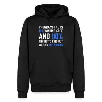Programmeur-cadeau "La programmation, c'est l'écriture de code à 10%" - Sweat à capuche Premium bio Homme - noir - Devant - Nico (187cm)