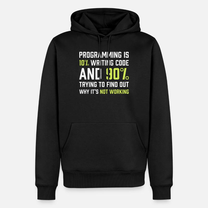 Die Programmierung besteht zu 10% aus dem Schreiben von Code | Programmierer Geschenk - Männer Premium Bio Hoodie - Schwarz
