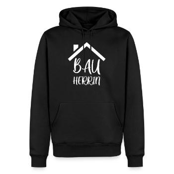 Bauherrin - Männer Premium Bio Hoodie - Schwarz - Vorne - Nico (187cm)