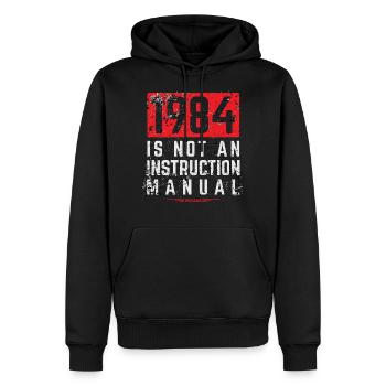 WikiLeaks - 1984 ist keine Bedienungsanleitung - Männer Premium Bio Hoodie - Schwarz - Vorne - Nico (187cm)