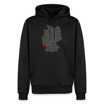Coeur de la Sarre - J'aime la Sarre - Sweat à capuche Premium bio Homme - noir - Devant - Nico (187cm)