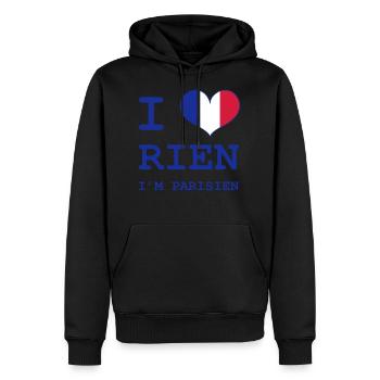 I Love Rien I'm Parisien - Männer Premium Bio Hoodie - Schwarz - Vorne - Nico (187cm)