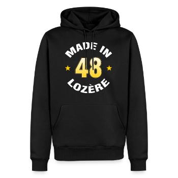Lozère - Sweat à capuche Premium bio Homme - noir - Devant - Nico (187cm)
