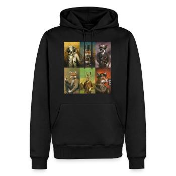 Animaux vintage en vêtements - Sweat à capuche Premium bio Homme - noir - Devant - Nico (187cm)