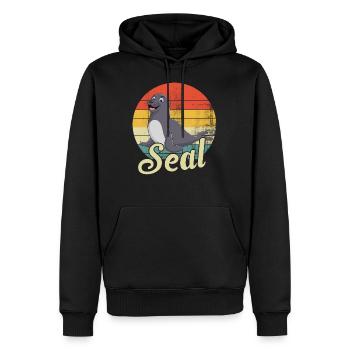 Seehund-Meerestier - Männer Premium Bio Hoodie - Schwarz - Vorne - Nico (187cm)