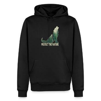 Protect the Nature Sauvez la nature Loup - Sweat à capuche Premium bio Homme - noir - Devant - Nico (187cm)