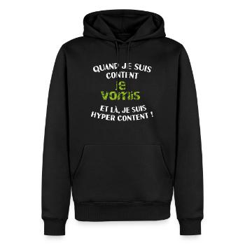 Je vomis je suis content cité de la peur - Sweat à capuche Premium bio Homme - noir - Devant - Nico (187cm)