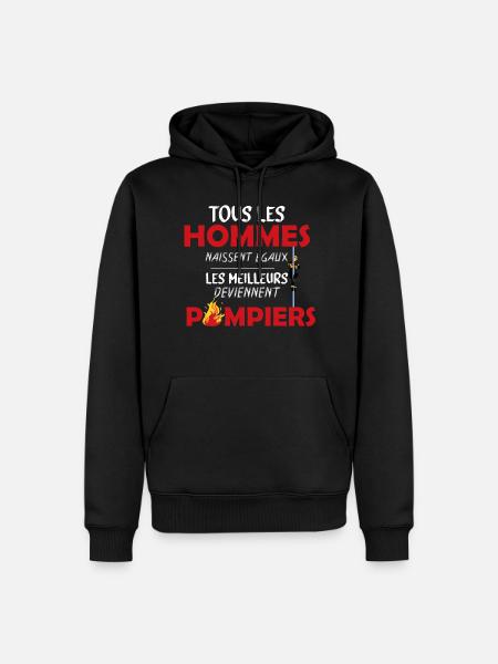 Pompier - Homme - Sapeur-Pompier - Cadeau - Rouge - Sweat à capuche Premium bio Homme - noir