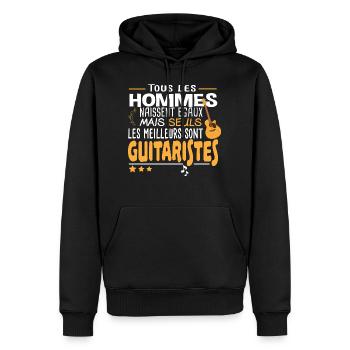 Guitariste Guitare Musique Humour Musicien Noël - Sweat à capuche Premium bio Homme - noir - Devant - Nico (187cm)