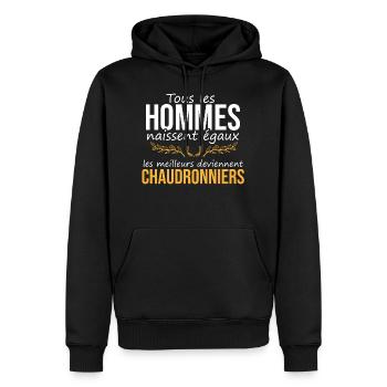 cadeau marrant chaudronnier fun sympa - Sweat à capuche Premium bio Homme - noir - Devant - Nico (187cm)