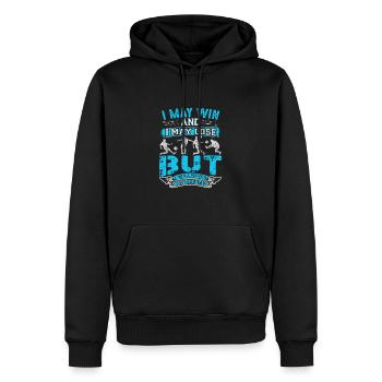 JE PEUX GAGNER ET JE PEUX PERDRE - Sweat à capuche Premium bio Homme - noir - Devant - Nico (187cm)