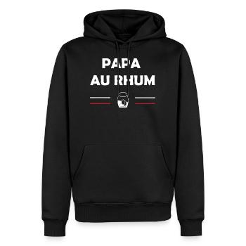 Papa au rhum - Sweat à capuche Premium bio Homme - noir - Devant - Nico (187cm)