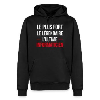 cadeau marrant ultime informaticien - Sweat à capuche Premium bio Homme - noir - Devant - Nico (187cm)