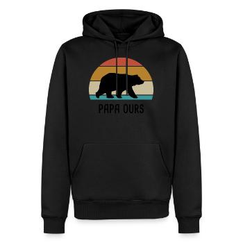 papa ours vintage - Sweat à capuche Premium bio Homme - noir - Devant - Nico (187cm)