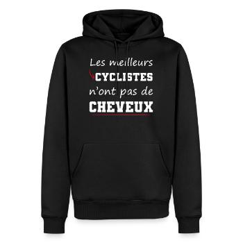 cadeau marrant pas de cheveux cycliste chauve - Sweat à capuche Premium bio Homme - noir - Devant - Nico (187cm)