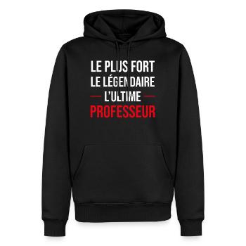 cadeau drôle l'ultime professeur la légende - Sweat à capuche Premium bio Homme - noir - Devant - Nico (187cm)