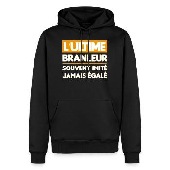 cadeau marrant l' ultime branleur beauf branlo - Sweat à capuche Premium bio Homme - noir - Devant - Nico (187cm)