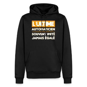 cadeau marrant ultime automaticien ingénieur - Sweat à capuche Premium bio Homme - noir - Devant - Nico (187cm)