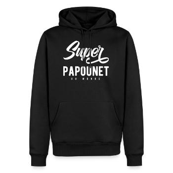 idée cadeau super papa du monde - Sweat à capuche Premium bio Homme - noir - Devant - Nico (187cm)