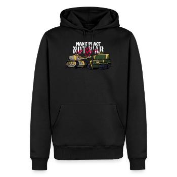 MAKE PEACE NOT WAR FRIEDEN WELTFRIEDEN - Männer Premium Bio Hoodie - Schwarz - Vorne - Nico (187cm)