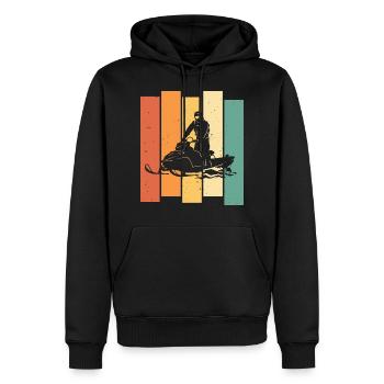 Retro motoneige vintage motoneige - Sweat à capuche Premium bio Homme - noir - Devant - Nico (187cm)