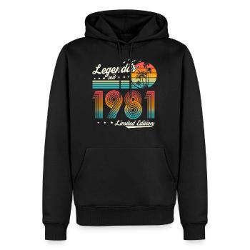 Legendär seit 1981 Jahrgang Geburtstag Retro - Männer Premium Bio Hoodie - Schwarz - Vorne - Nico (187cm)
