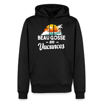 Vacances été plage palmier cadeau humour homme - Sweat à capuche Premium bio Homme - noir - Devant - Nico (187cm)