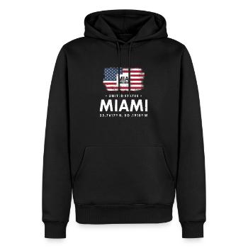 MIAMI AIRPORT CODE MIA USA FLAGGE GEOTAG GESCHENK - Männer Premium Bio Hoodie - Schwarz - Vorne - Nico (187cm)