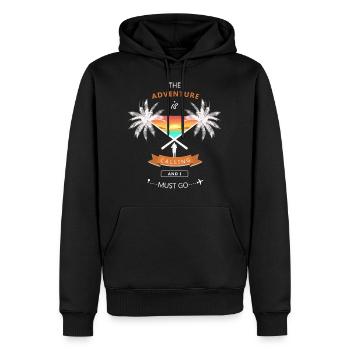 L'aventure m'appelle et je dois y aller - Voyage - Sweat à capuche Premium bio Homme - noir - Devant - Nico (187cm)