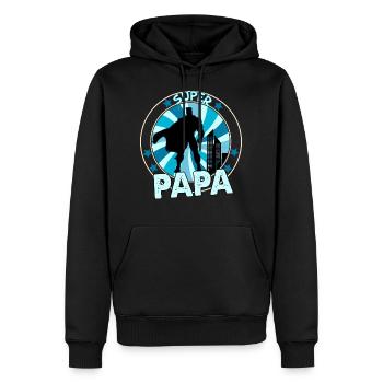 Super héros de papa super fort - Sweat à capuche Premium bio Homme - noir - Devant - Nico (187cm)