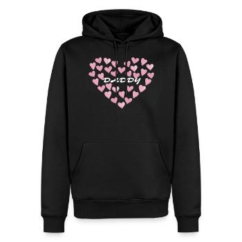 Daddy Love - Rosa Herzen | Ideal für Vatertag - Männer Premium Bio Hoodie - Schwarz - Vorne - Nico (187cm)