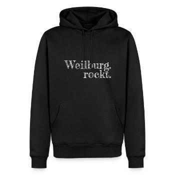 Weilburg rockt - Textdesign mit Stadtnamen - Männer Premium Bio Hoodie - Schwarz - Vorne - Nico (187cm)