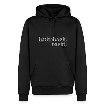 Kulmbach rockt - Textdesign mit Stadtnamen - Männer Premium Bio Hoodie - Schwarz - Vorne - Nico (187cm)