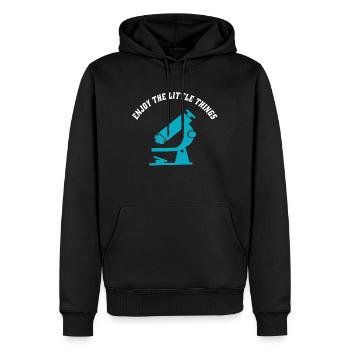 Microscope Joy: Enjoy the Little Things - Men’s Premium Organic Hoodie - black - Front - Nico (187cm)
