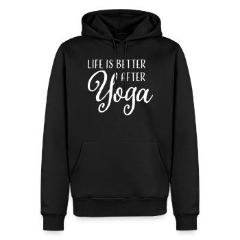 Yoga - Sweat à capuche Premium bio Homme - noir - Devant - Nico (187cm)