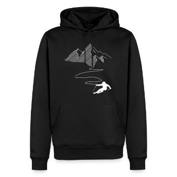 Montagne - Ligne sinueuse - Ski - (2) - Sweat à capuche Premium bio Homme - noir - Devant - Nico (187cm)
