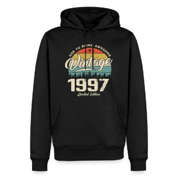 Vintage 1997 Cadeau Anniversaire Style Rétro 1997 - Sweat à capuche Premium bio Homme - noir - Devant - Nico (187cm)