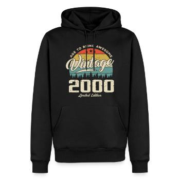 Vintage Retro Style Birthday Gift 2000 - Men’s Premium Organic Hoodie - black - Front - Nico (187cm)