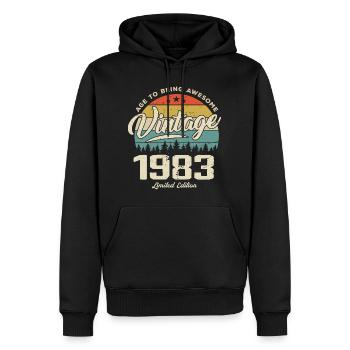 Vintage 1983 Cadeau Anniversaire Style Rétro 1983 - Sweat à capuche Premium bio Homme - noir - Devant - Nico (187cm)