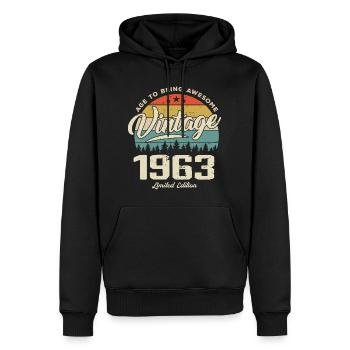 Vintage 1963 Retro Style Anniversary Gift 1963 - Men’s Premium Organic Hoodie - black - Front - Nico (187cm)