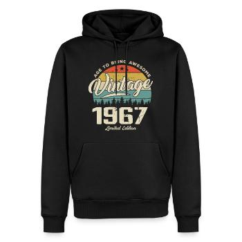 Vintage 1967 Cadeau Anniversaire Style Rétro 1967 - Sweat à capuche Premium bio Homme - noir - Devant - Nico (187cm)